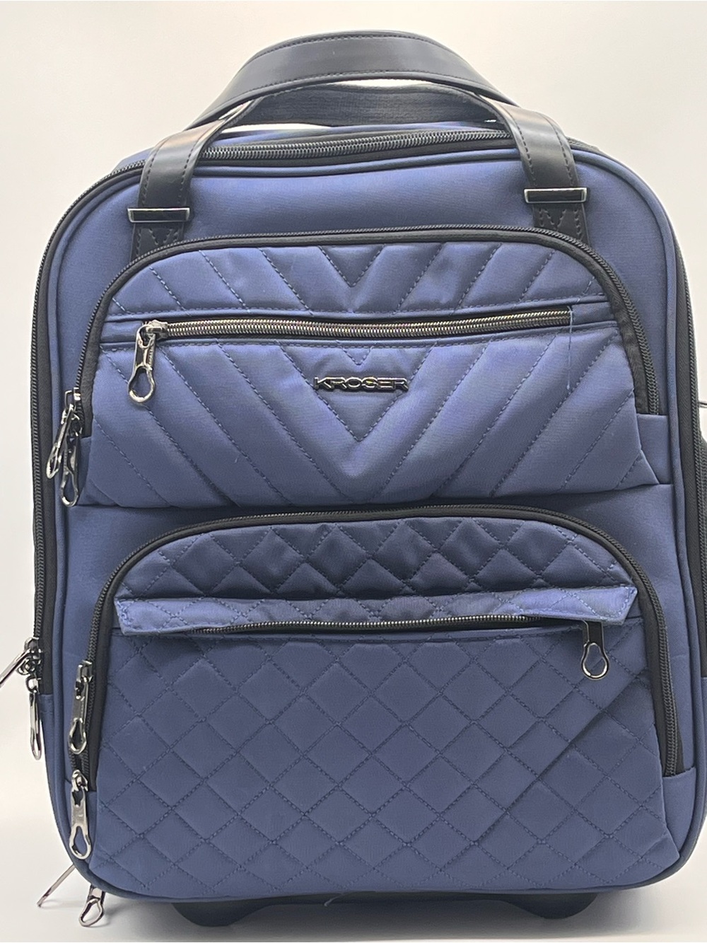 Kroser 16" Under Seat Carry On Suitcase Laptop Wheeles Blue Telescope Handle